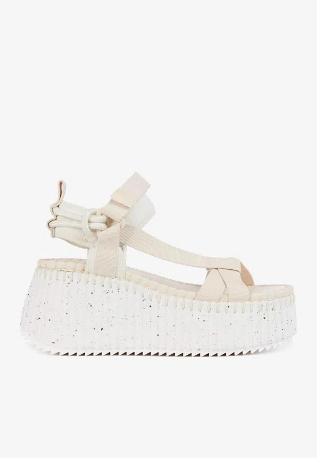 CHLOÉ Nama Wedge Sandal Beige Size 6 70% Eva (ethylene - Vinyl - Acetate), 30% Rubber In White product image