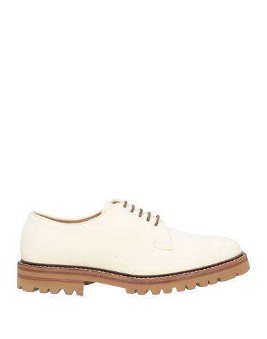 BRUNELLO CUCINELLI Man Lace-up Shoes Cream Size 8 Leather In White Product Image