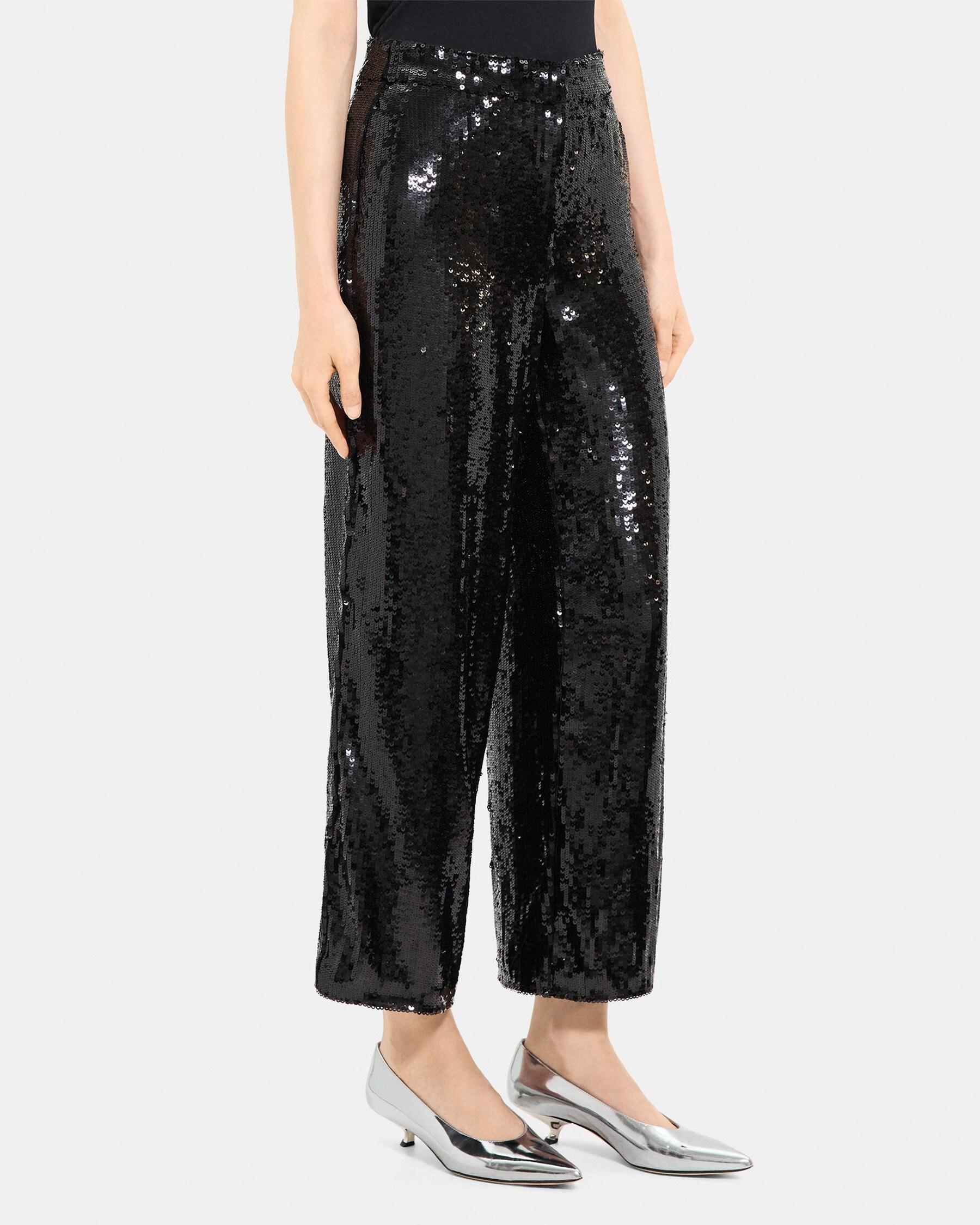 Relaxed Straight Pant in Recycled Sequins Product Image