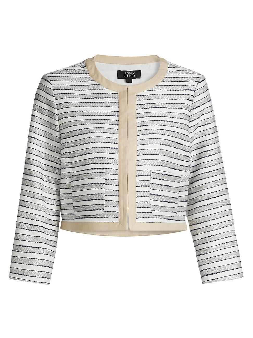 Womens Striped Tweed Crop Jacket Product Image