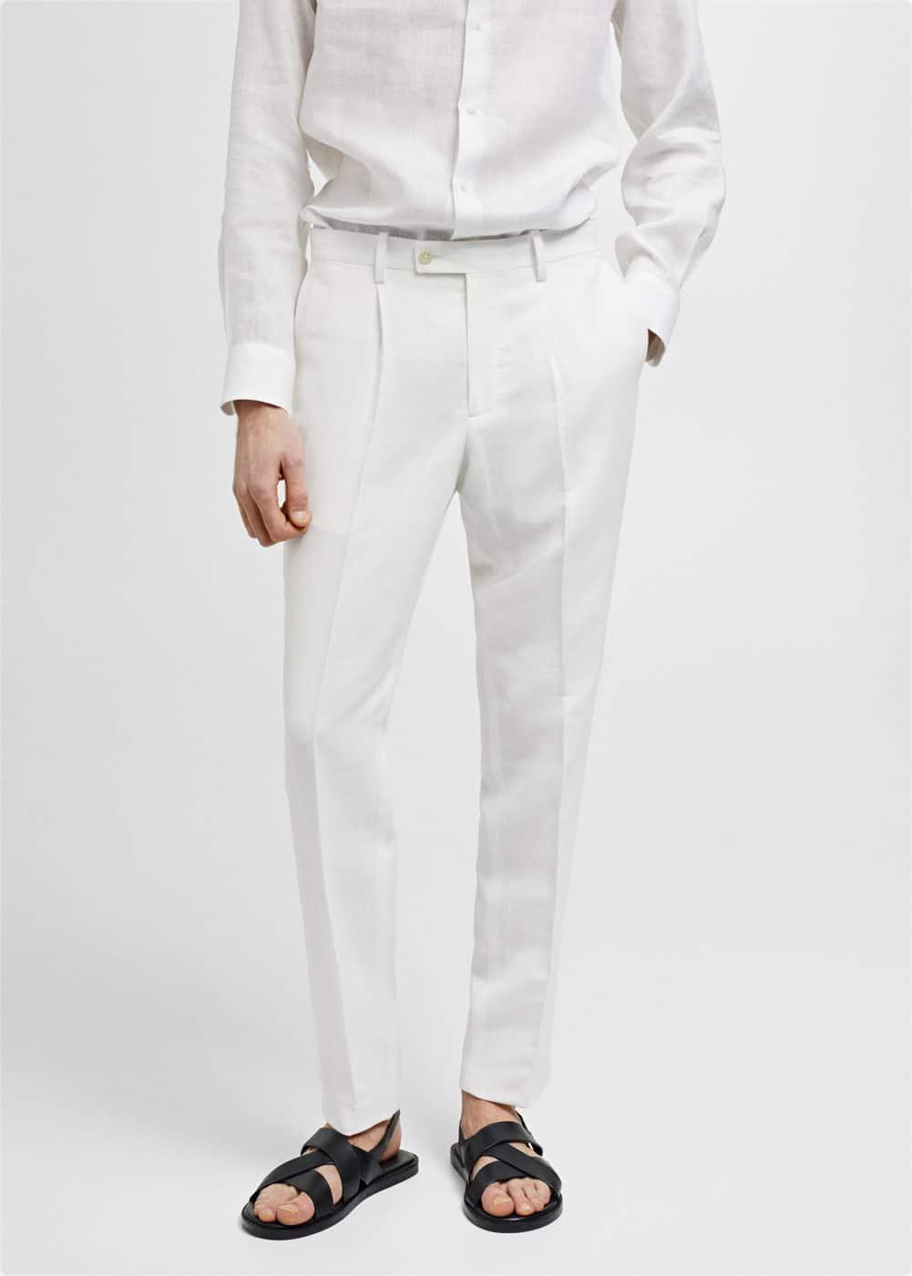 MANGO MAN - Slim fit cotton and linen suit pants whiteMen Product Image