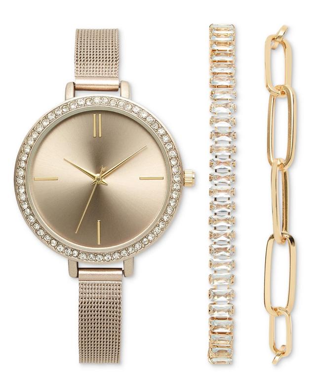 I.n.c. International Concepts Womens Gold-Tone Mesh Bracelet Watch 38mm Gift Set, Created for Macys - Gold Product Image