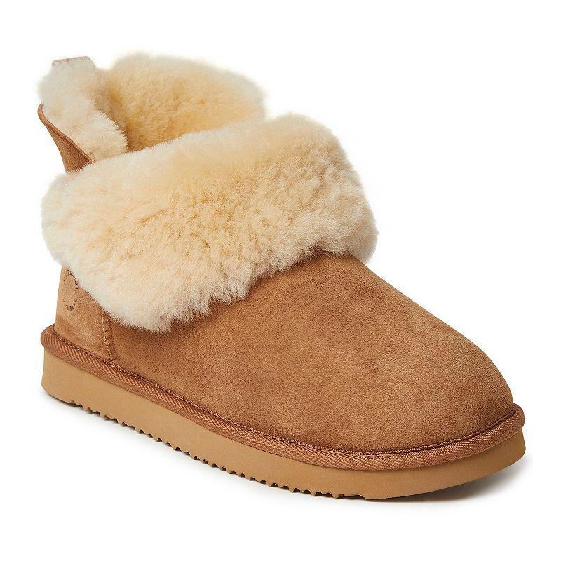 Fireside By Dearfoams Perth Wool-Lined Foldover Womens Boot Slippers Brown Product Image