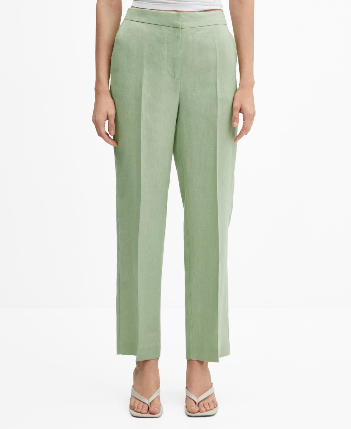 MANGO Straight Leg Linen Pants Product Image