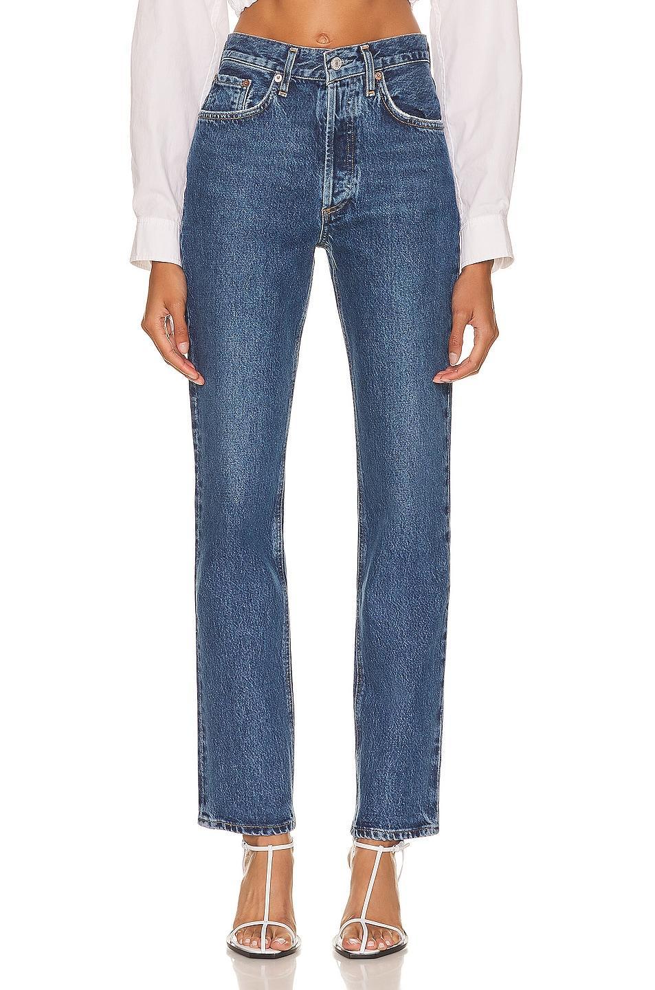 AGOLDE Lana Mid Rise Straight in Denim-Medium. Size 23, 24, 27, 28, 29, 30, 31, 32, 33. Product Image