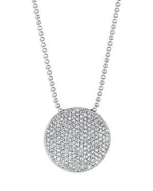 Womens 14K White Gold & Diamond Pav Large Infinity Disc Necklace Product Image