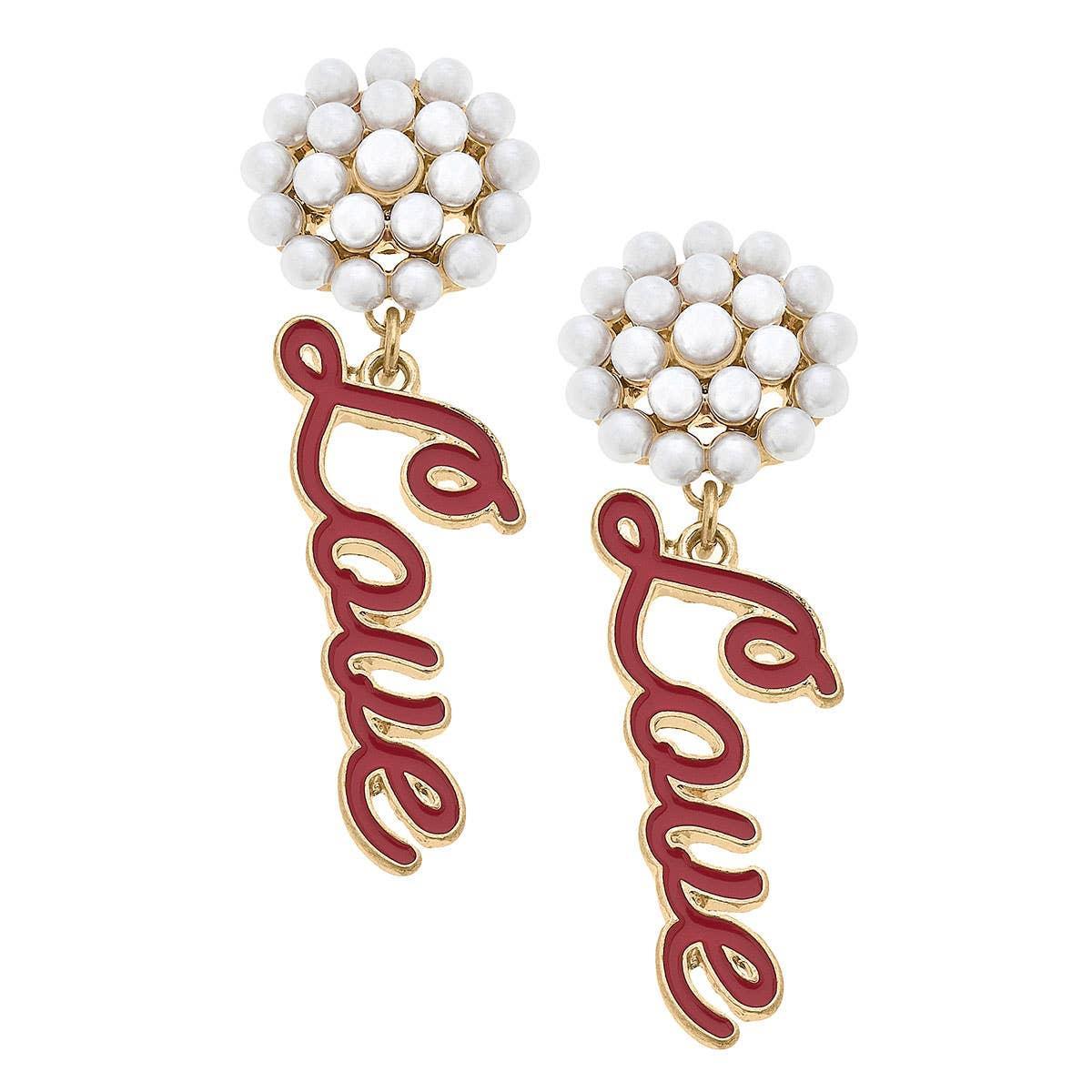 Canvas Style - Love Enamel Earrings in Red Product Image