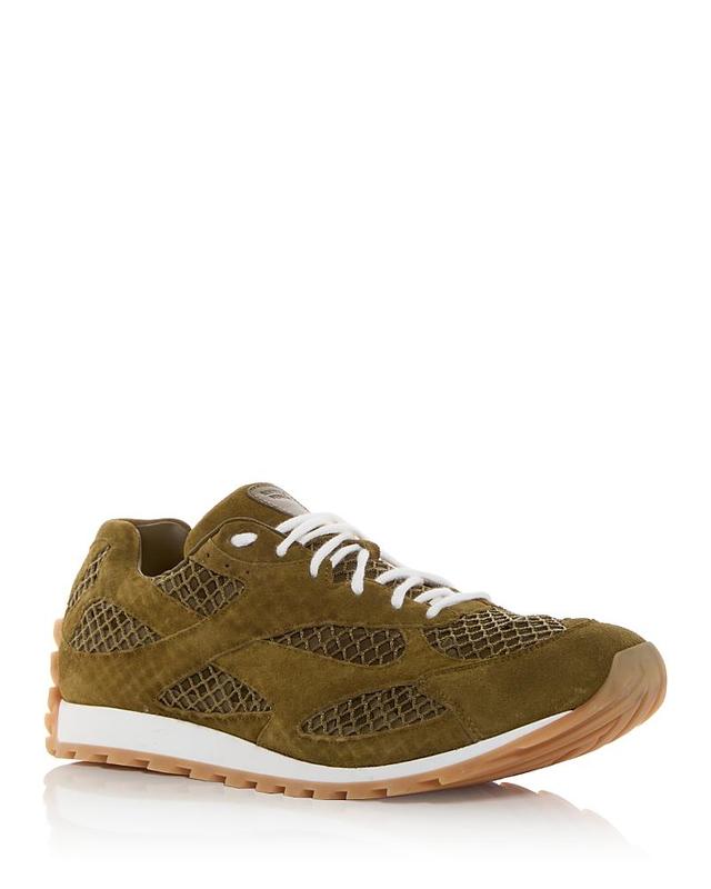 Men's Orbit Aged Leather and Fishnet Runner Sneakers Product Image