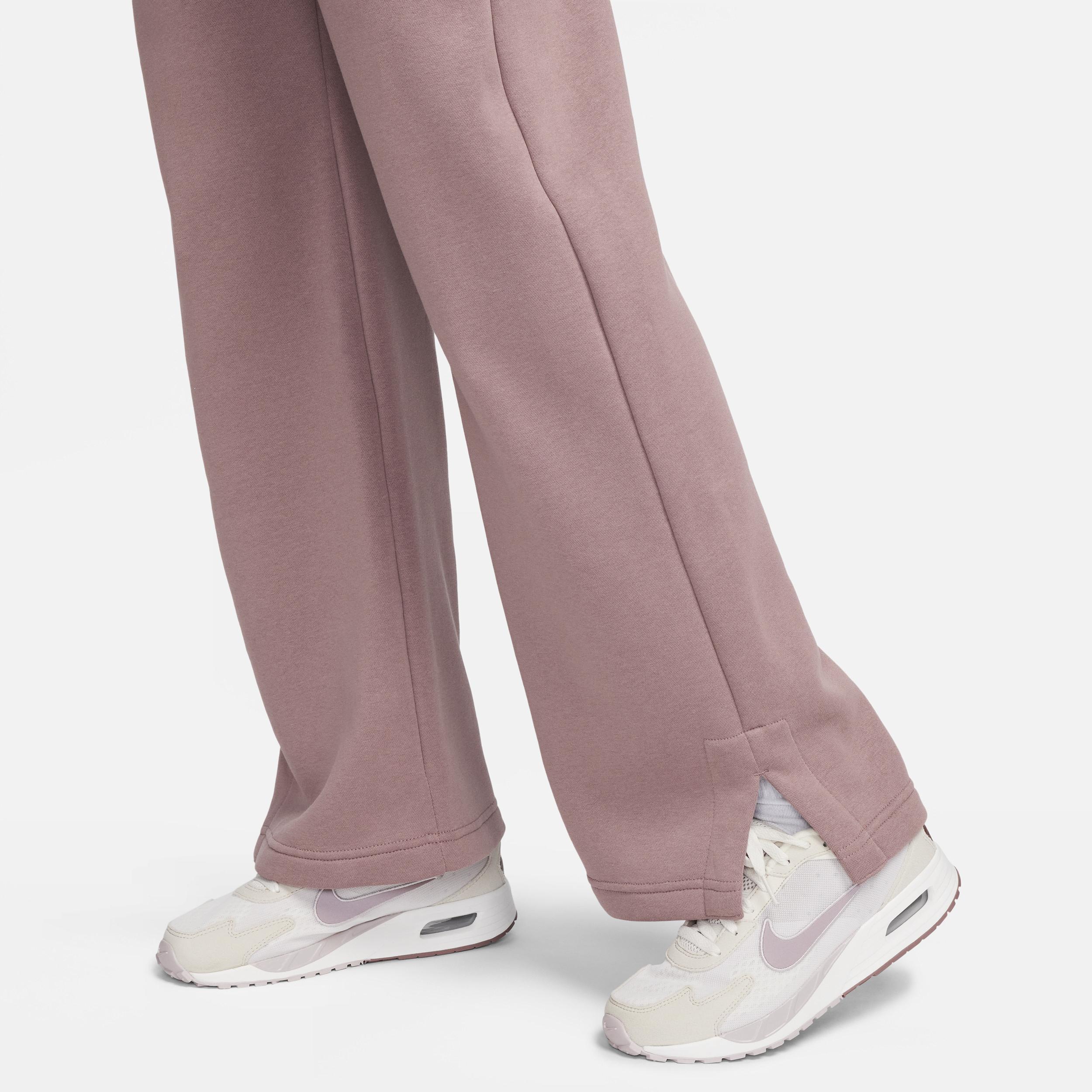 Nike Womens Nike Phoenix High Rise Wide Pants - Womens White/Pink Product Image