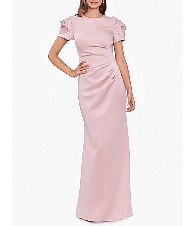 Xscape Ruffle Short Sleeve Scuba Gown Product Image