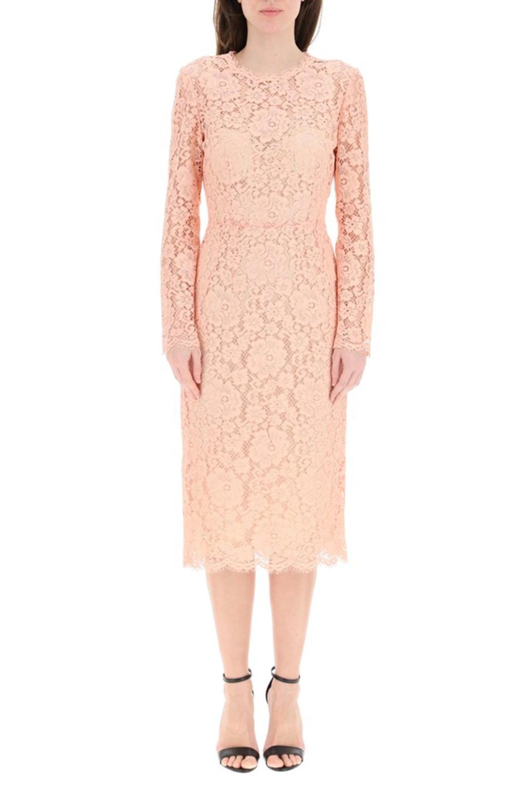 Lace Midi Dress In Pink Product Image