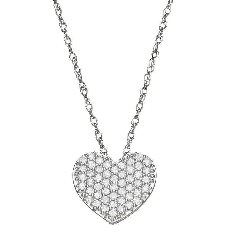 HDI 1/5 Carat T.W. Diamond Heart Necklace, Womens 10k White Gold Product Image