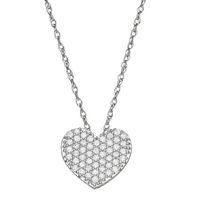 HDI 1/5 Carat T.W. Diamond Heart Necklace, Womens White Product Image