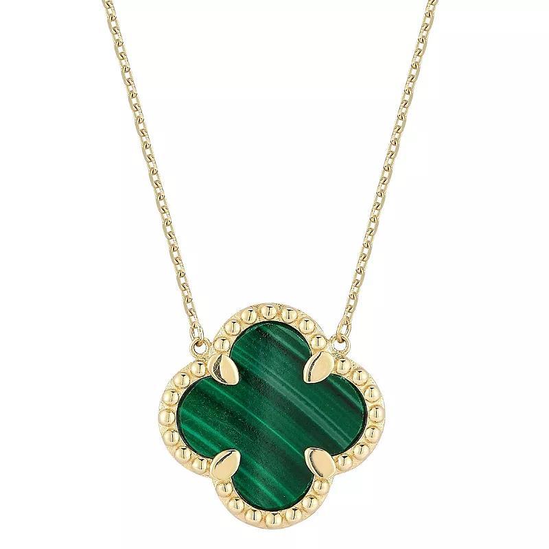 LUMINOR GOLD 14k Gold Malachite Clover Pendant Necklace, Womens Product Image