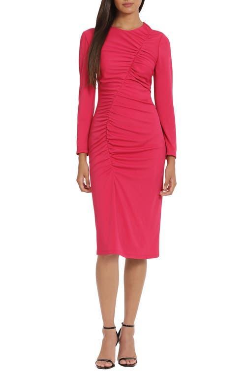 Donna Morgan Womens Round-Neck Curved-Ruched Dress Product Image