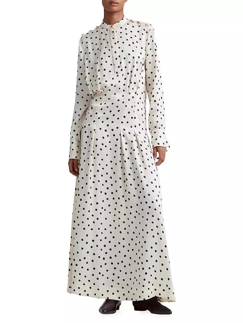 Felicia Polka-Dot Silk Maxi Dress Product Image