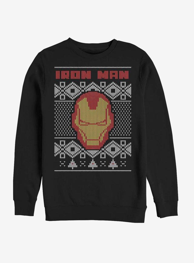 Marvel Iron Man Mask Ugly Christmas Crew Sweatshirt Product Image