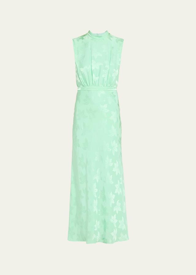 Fleur F Silk Jacquard Sleeveless Midi Dress Product Image