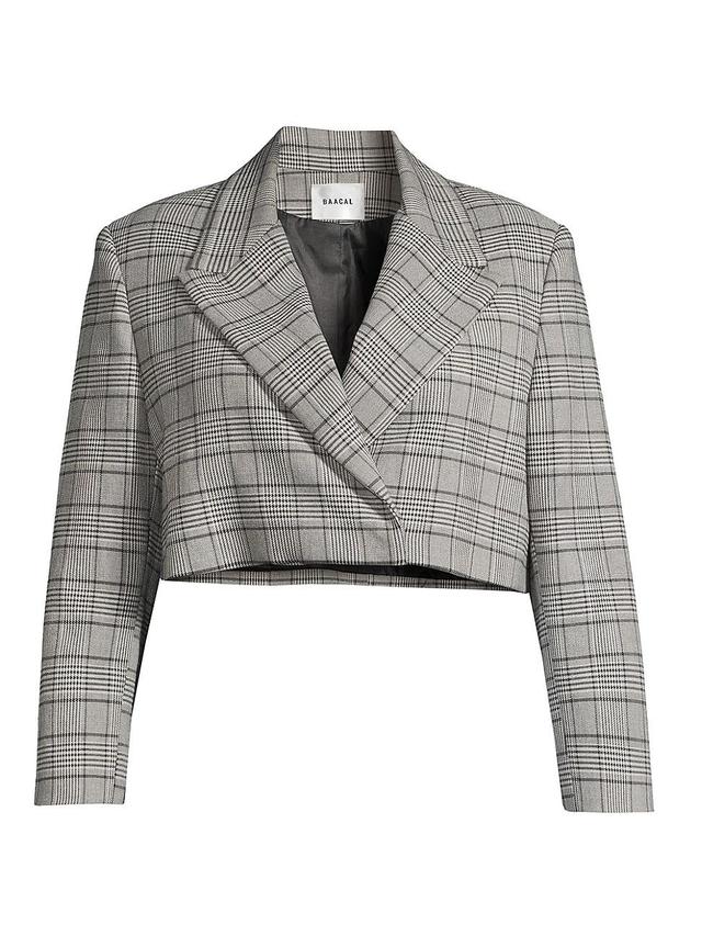 Womens Glen Check Wool-Blend Crop Jacket Product Image