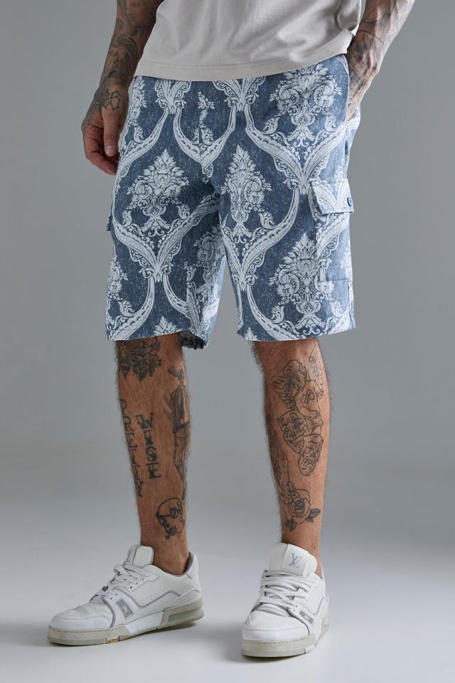 Tall Textured Tapestry Cargo Short | boohooMAN USA Product Image