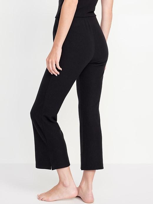 High-Waisted Ribbed Crop Flare Lounge Pants Product Image