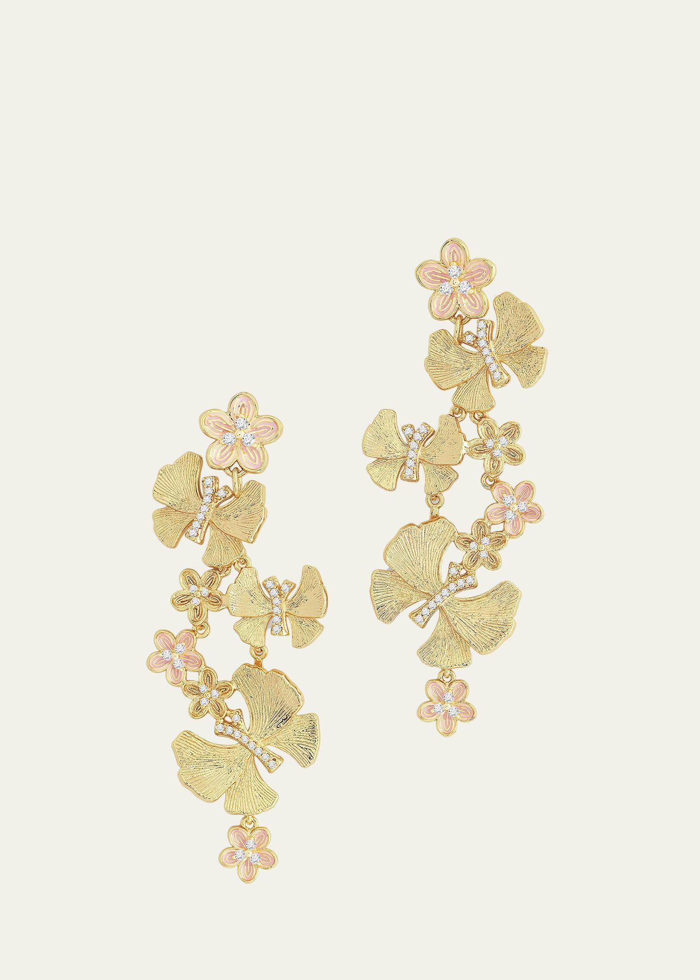 Womens Butterfly 14K Gold-Plated, Cubic Zirconia & Pink Enamel Drop Earrings Product Image