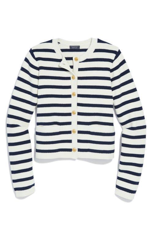 Womens Striped Crewneck Cardigan Product Image