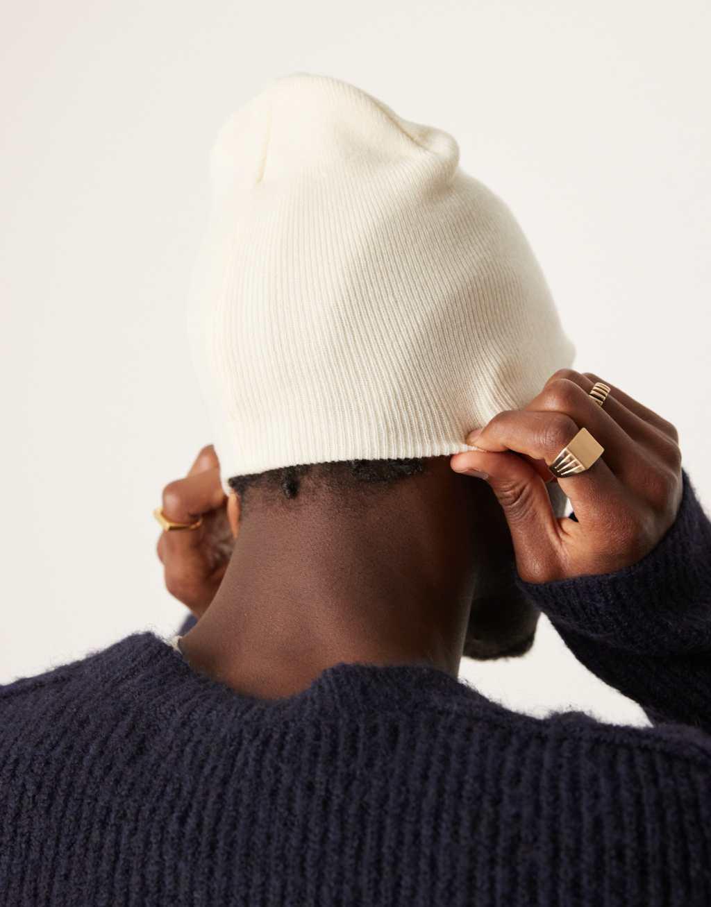 ASOS DESIGN standard skull beanie in cream Product Image