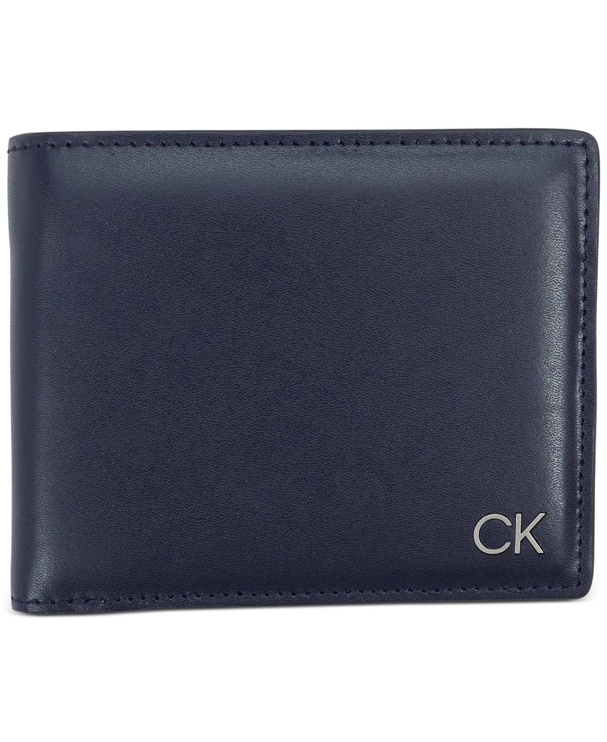 Calvin Klein Mens Delfin Leather Rfid Slimfold Wallet - Navy Product Image