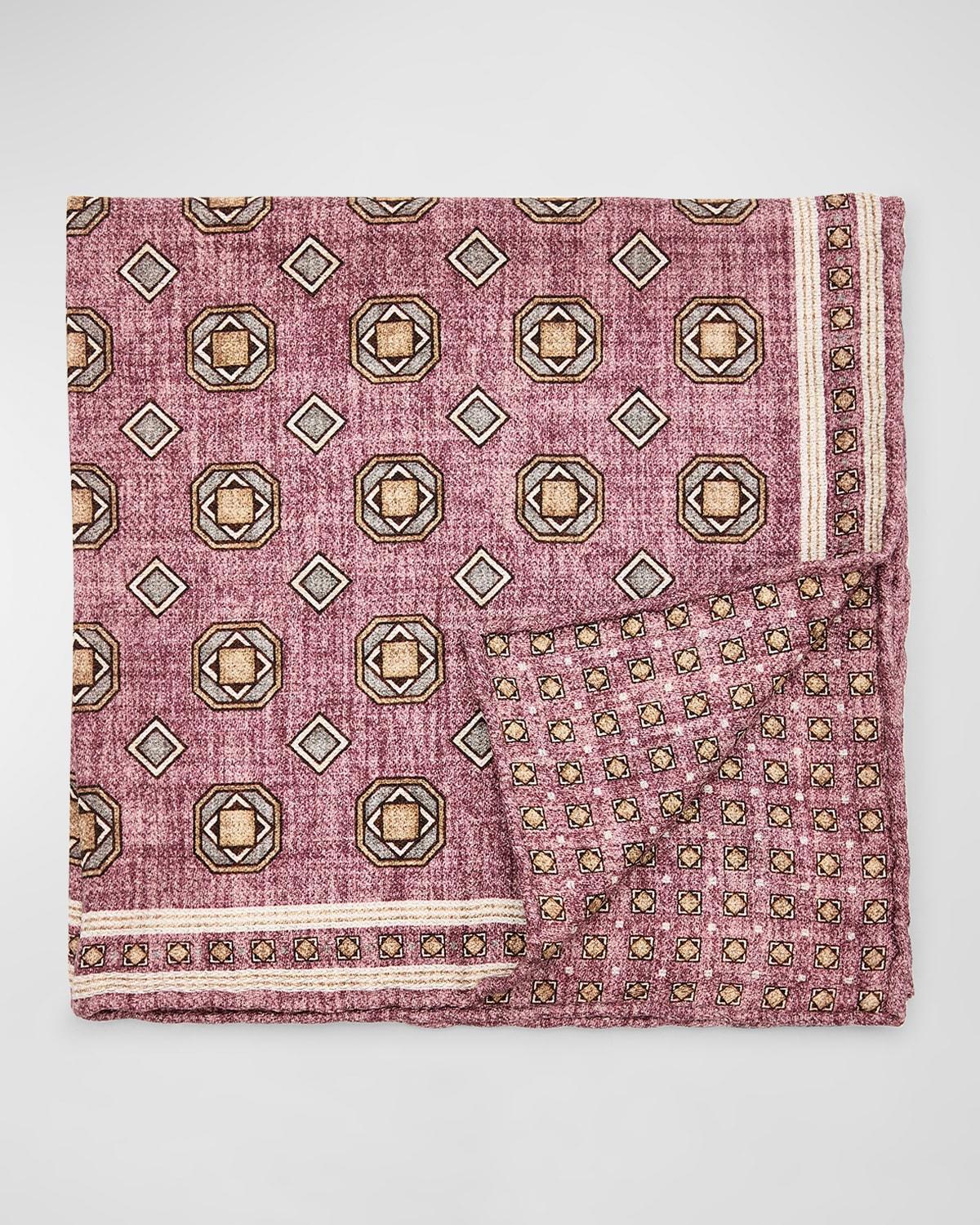 Men's Silk Geometric Pocket Square Product Image