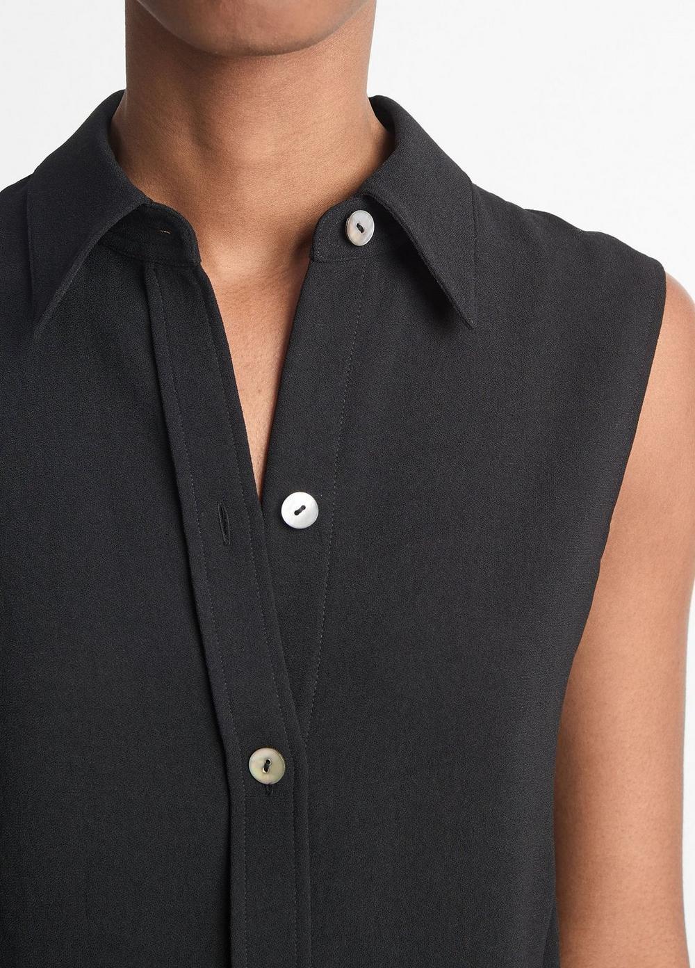 Womens Sleeveless Button-Front Shirt, Black, Size XXS Vince Product Image