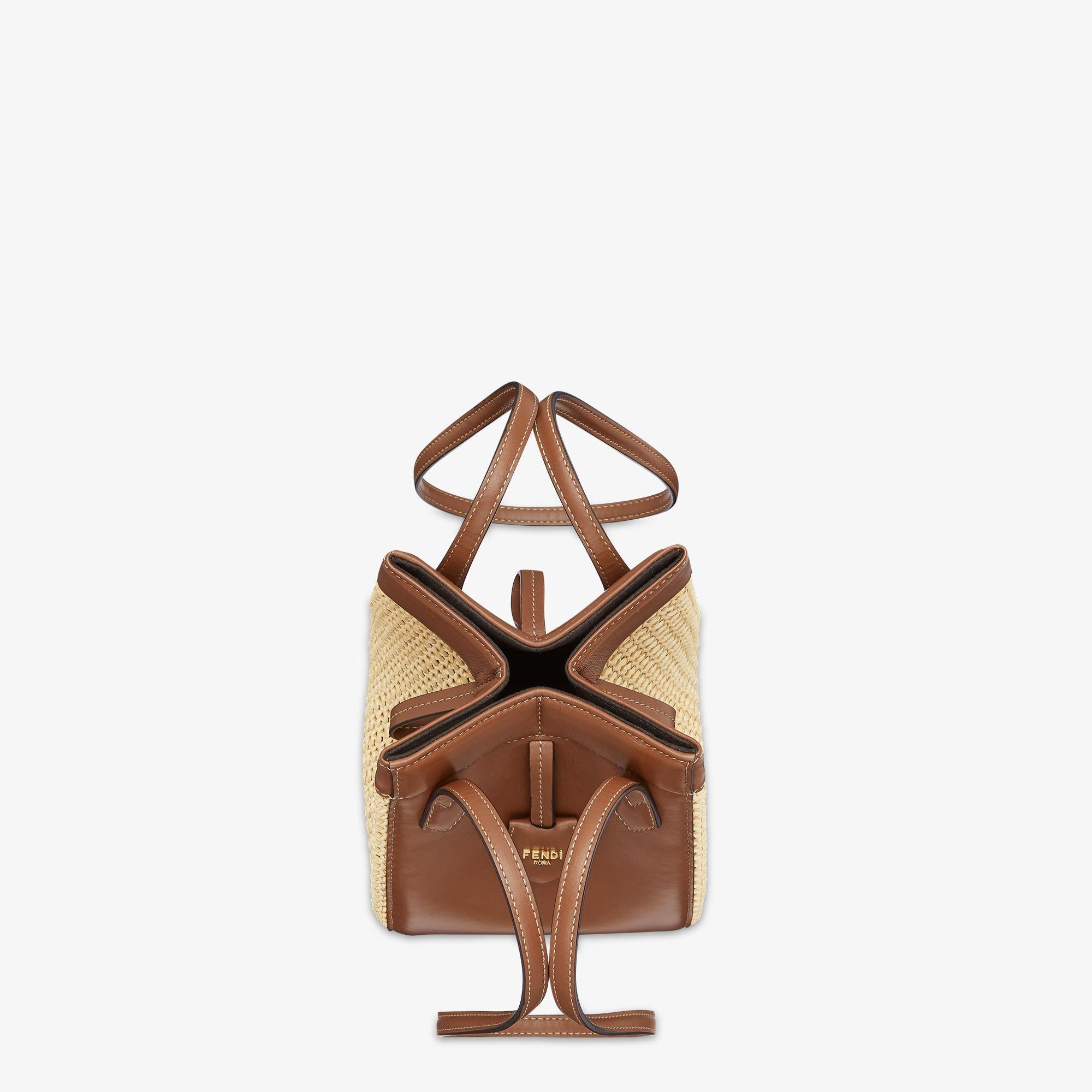 Fendi Origami MiniBrown leather and woven fabric mini bag that can be transformed Product Image