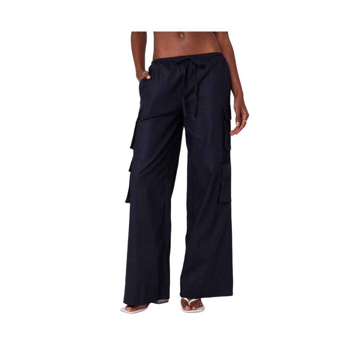 Edikted Womens Bristol Linen Look Cargo Pants Product Image