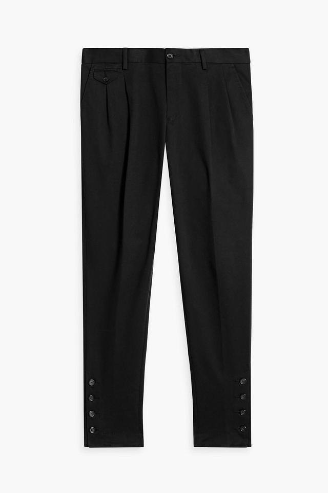 Slim-fit Cotton-blend Twill Pants In Black Product Image