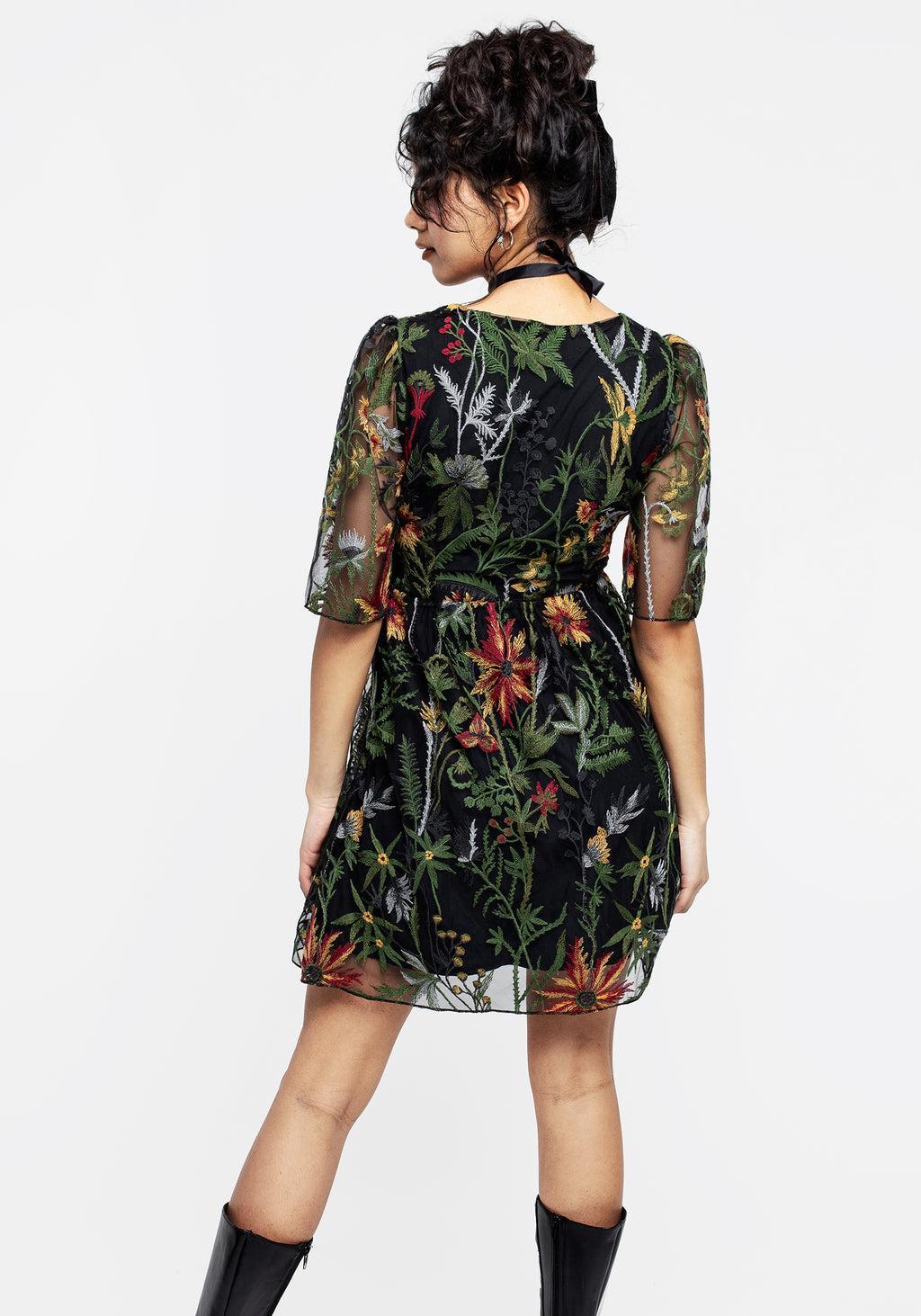 Wildflower Embroidered Mesh Mini Dress Product Image