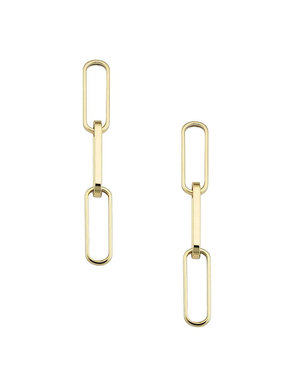 Womens 14K Yellow Solid Gold Venice Link Bold Drop Earrings Product Image