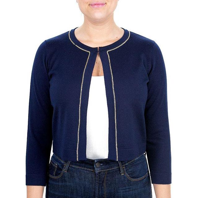 Womens Nina Leonard Chain-Detail Bolero Blue Product Image