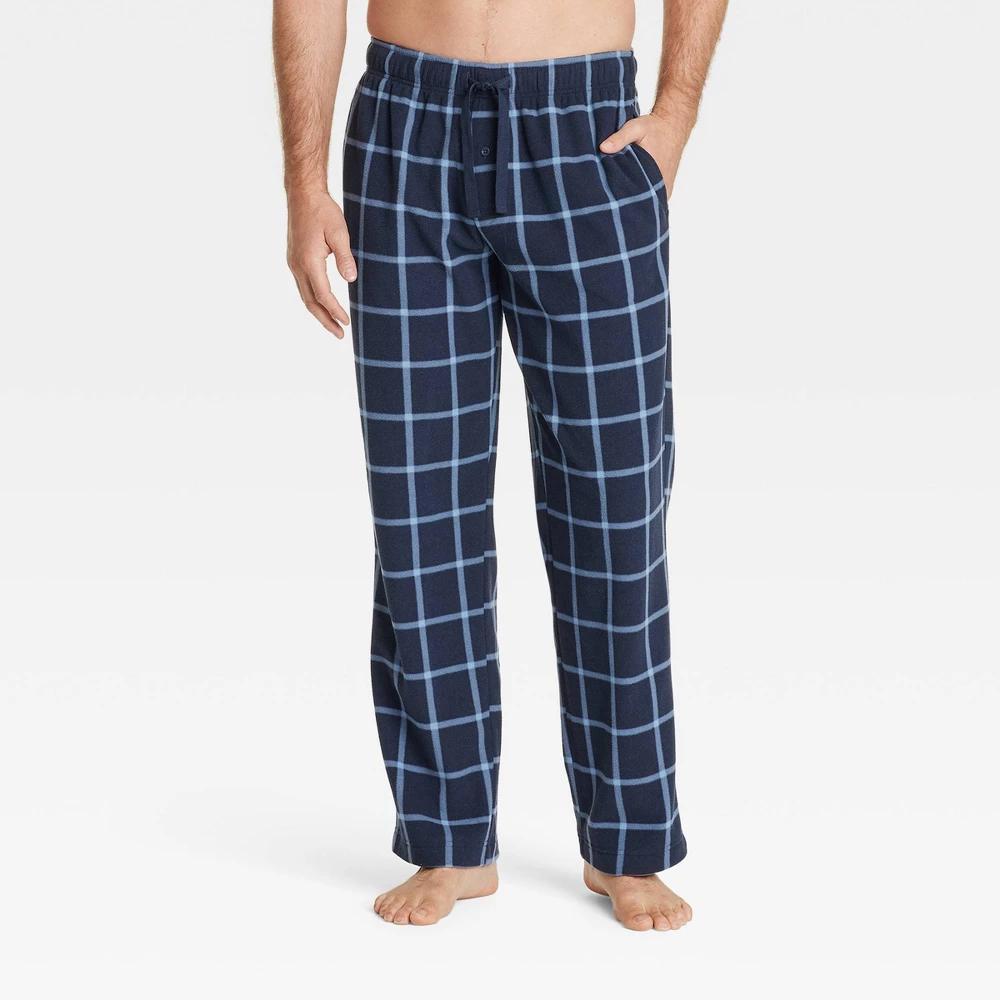 Mens Check Microfleece Pajama Pants - Goodfellow & Co Blue XL Product Image