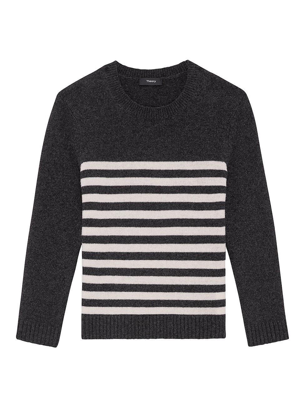 Womens Striped Shrunken Crewneck Sweater Product Image