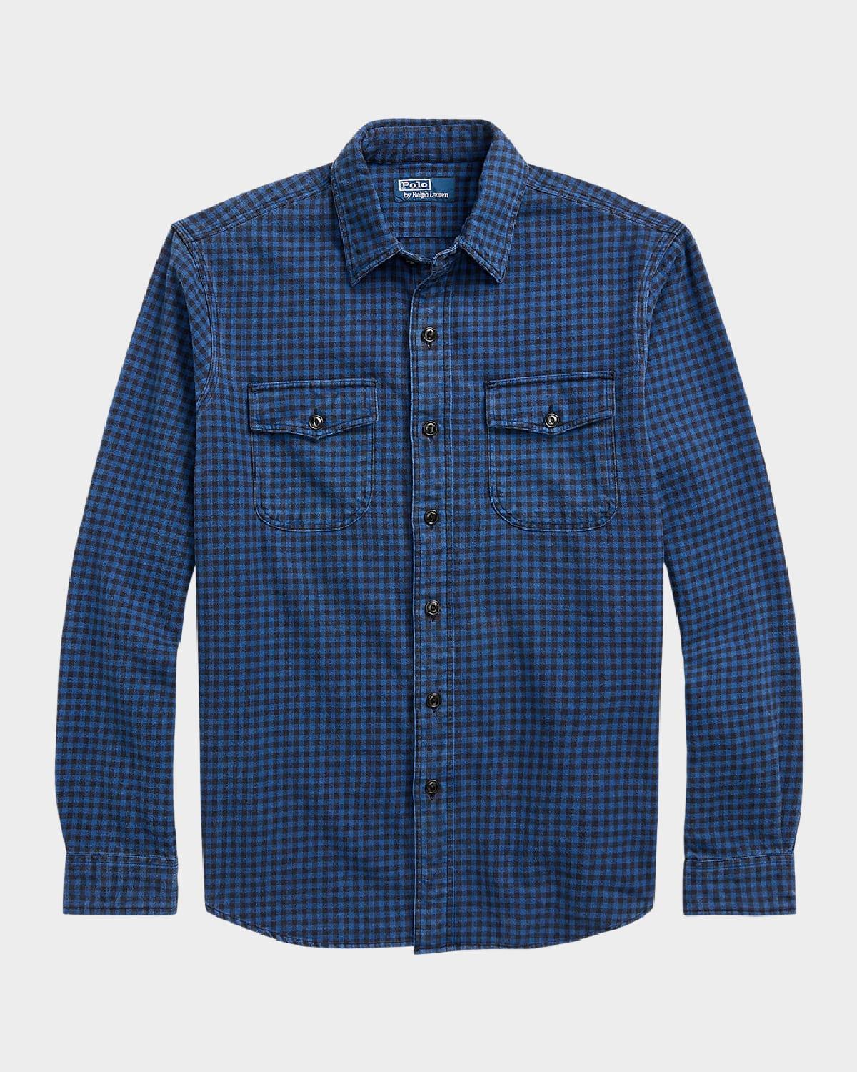 Mens Gingham Print Button-Up Shirt Product Image