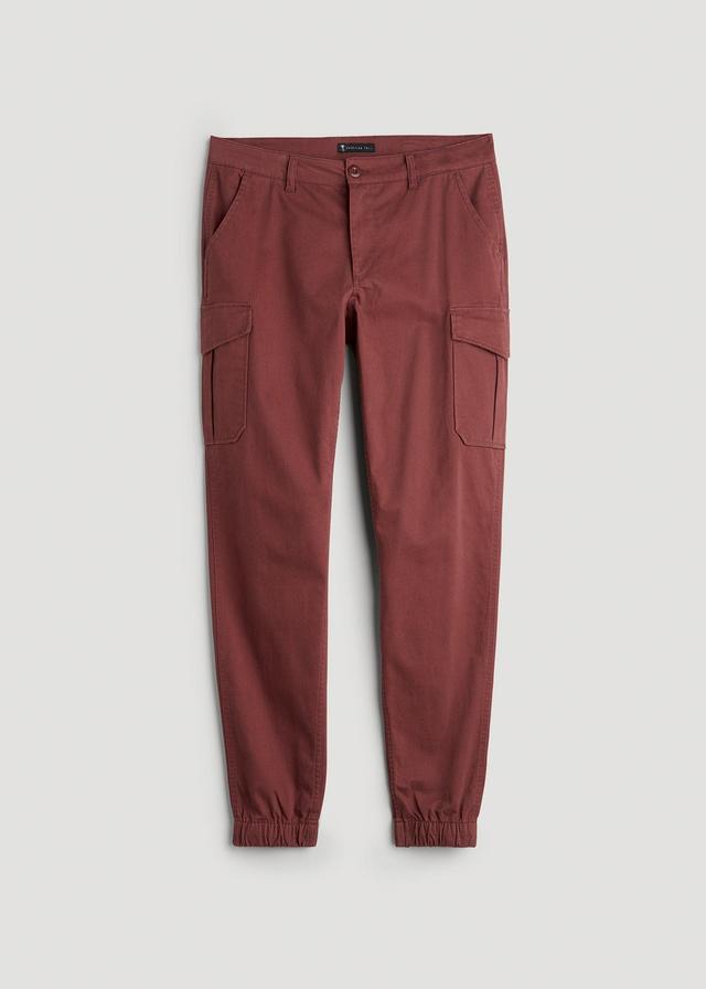 TAPERED-FIT Stretch Cotton Cargo Jogger Pants for Tall Men in Intense Rust Product Image