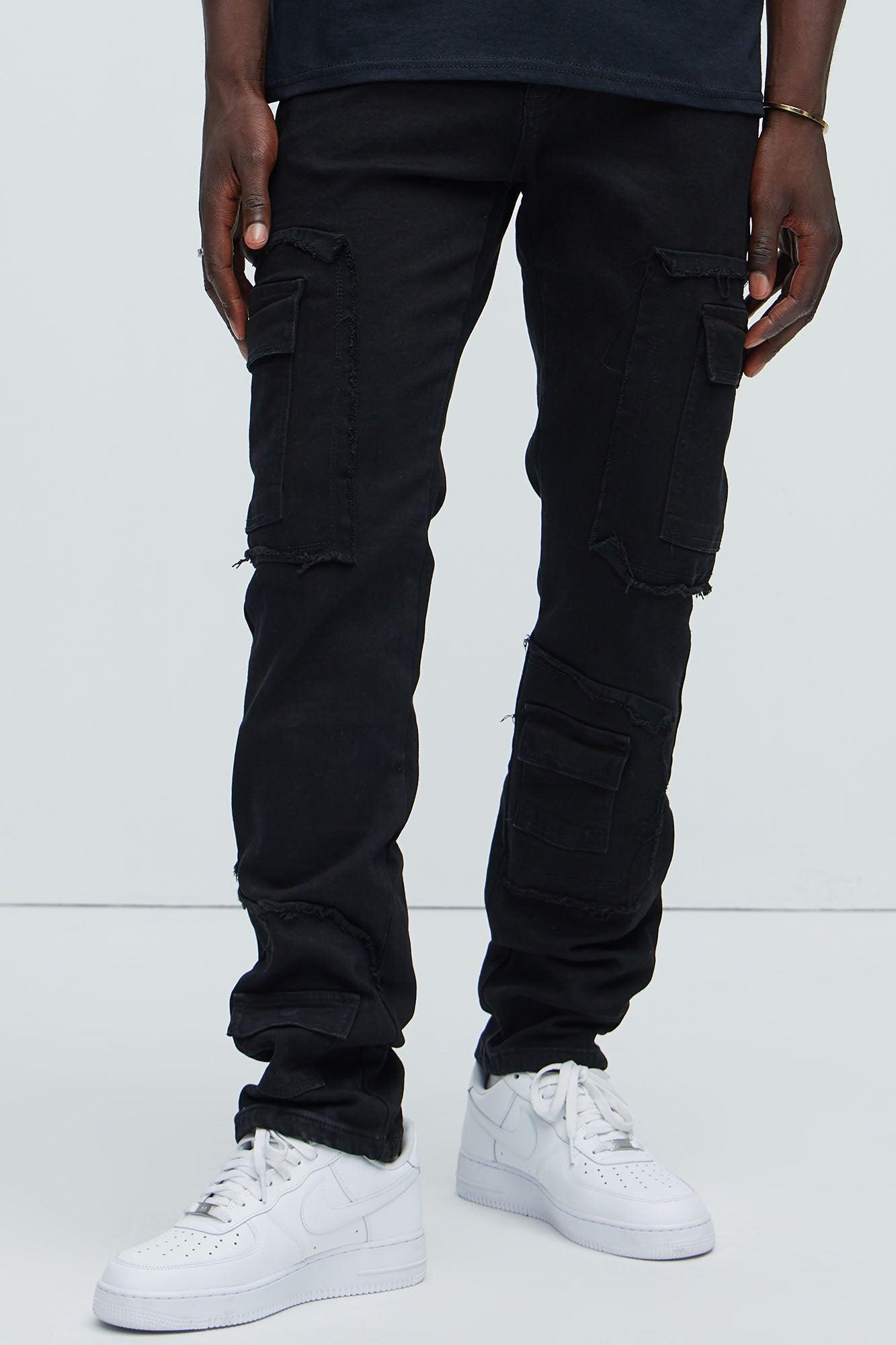 Be That Frayed Cargo Straight Jeans - Black Product Image