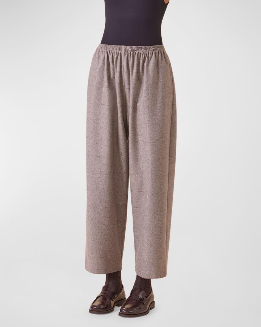 Cashmere-Blend Longer Japanese Trousers with Ankle Slits Product Image