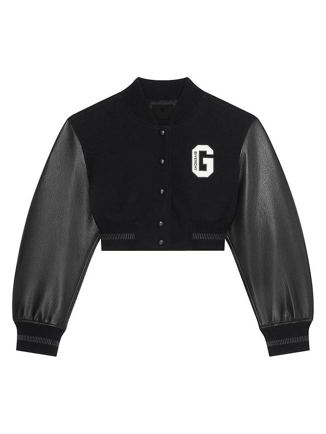 College Cropped Varsity Jacket In Wool And Leather Product Image