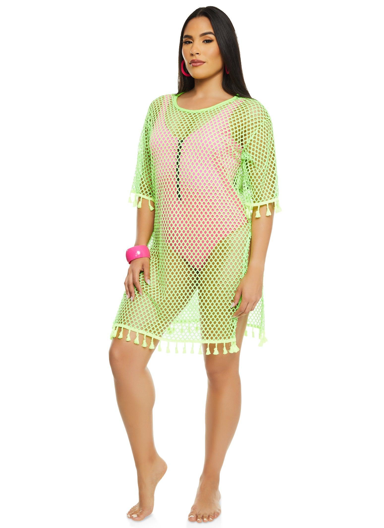 Tassel Trim Fishnet Cover Up Female Product Image