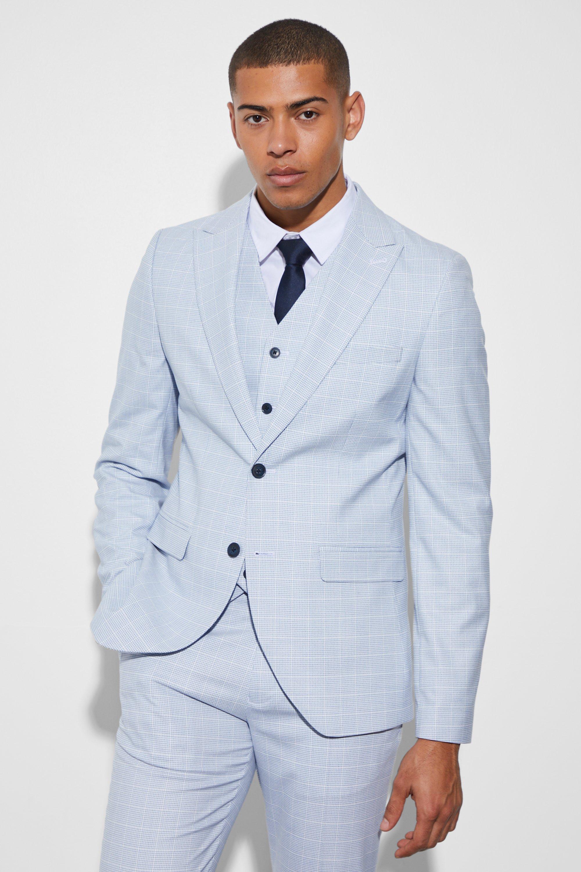 Slim Single Breasted Micro Check Suit Jacket | boohooMAN USA Product Image