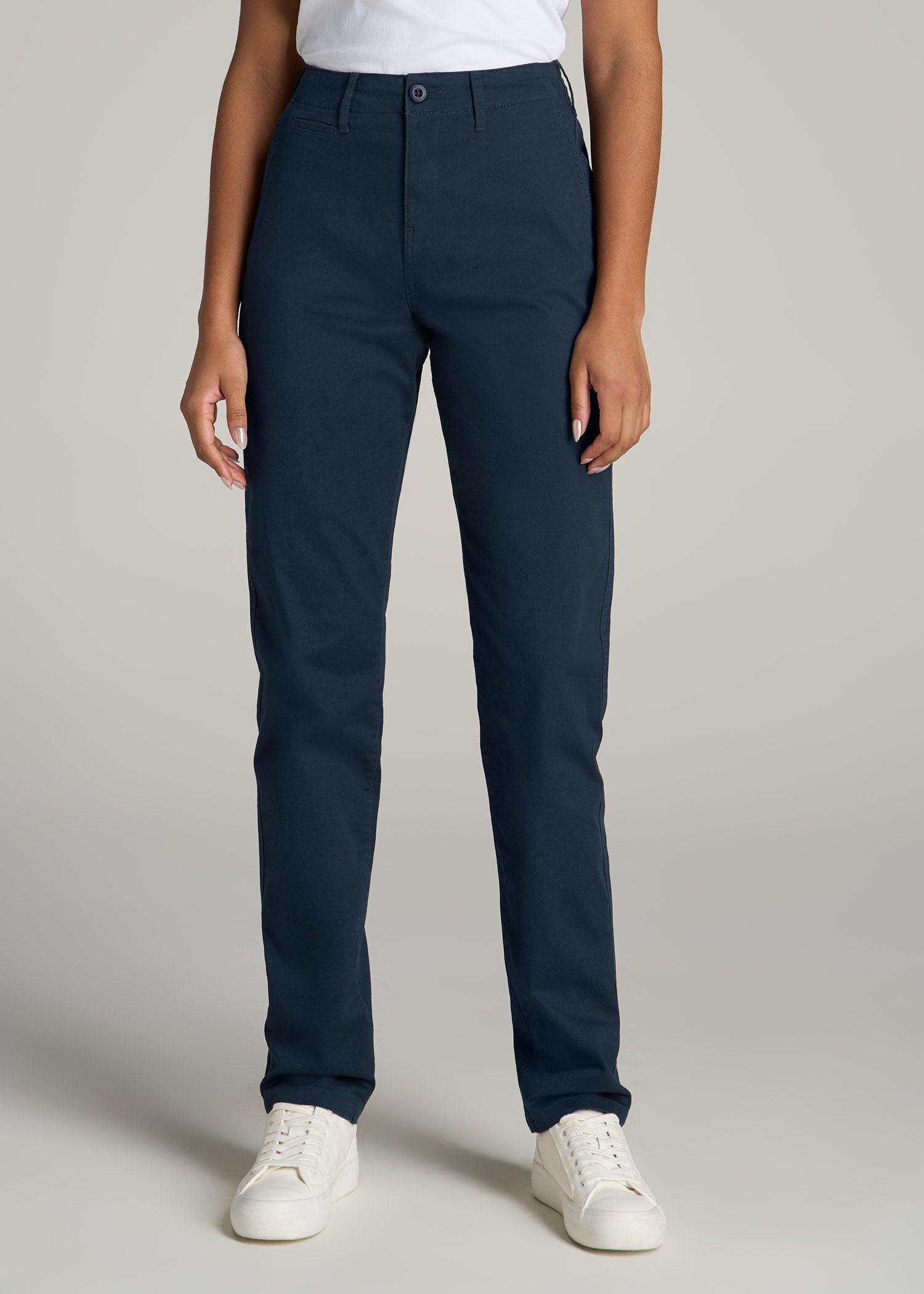 High Rise Tapered Chino Pants for Tall Women in Marine Navy Product Image