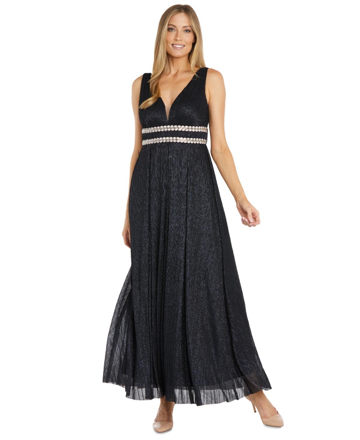 R & M Richards Womens Embellished Metallic Gown Product Image