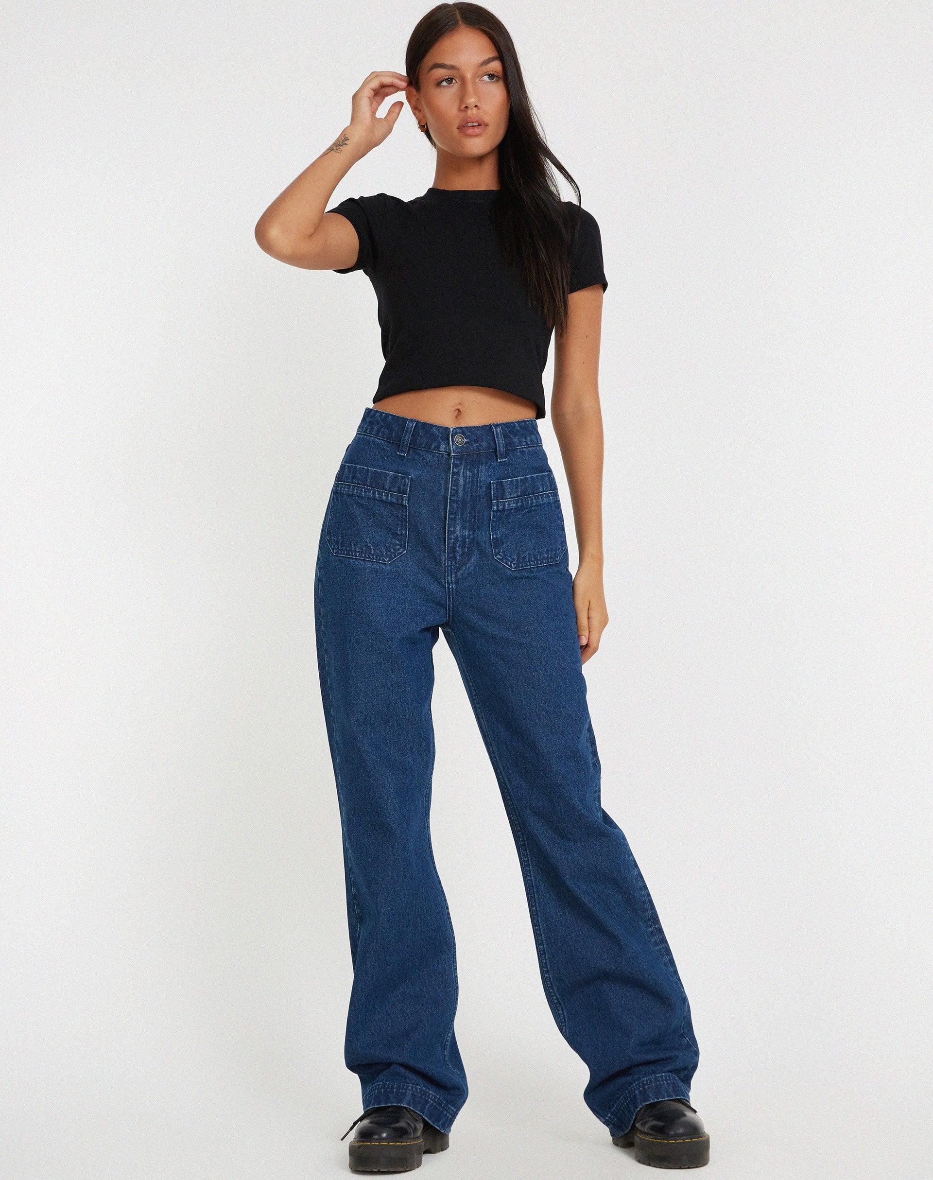 Retro Pocket Flare Jeans in 90's Indigo Product Image