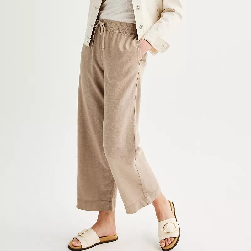 Womens Sonoma Goods For Life Easy Wide-Leg Linen-Blend Pants Product Image